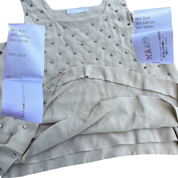 Chloe 100% Silk Rhinestone Sleeveless Top Sz 40 - Picture 5 of 7